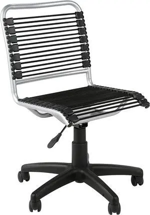 Euro Style Bungie Low Back Adjustable Office Chair, Black Bungies with Aluminum Frame