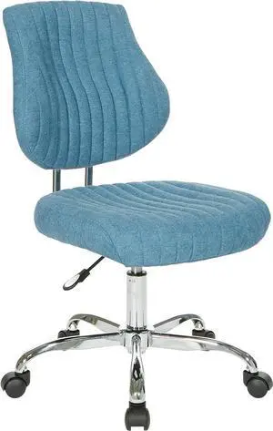 OSP Home Furnishings Sunnydale Adjustable Plush Office Chair with Chrome Base, Sky