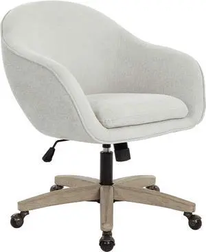 OSP Home Furnishings Nora Office Chair in Dove Faux Leather with Grey Brush Wood Base KD