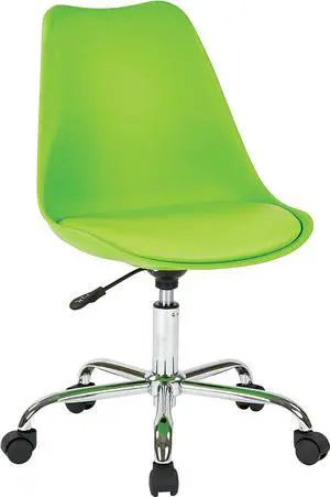 OSP Home Furnishings Emerson Student Armless Pneumatic Office Chair with Wheels, Green