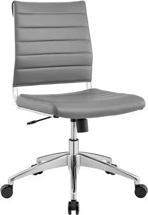 Modway Jive Ribbed Armless Mid Back Swivel Conference Chair In Gray