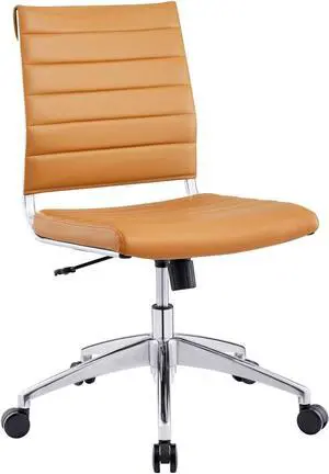 Modway Jive Ribbed Armless Mid Back Swivel Conference Chair In Tan