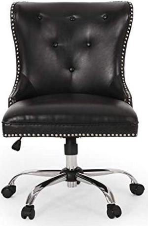 Christopher Knight Home Keith Contemporary Tufted Swivel Office Chair, Midnight Black + Chrome