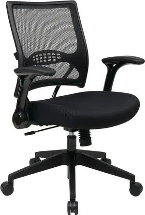 SPACE Seating AirGrid Dark Back and Padded Mesh Seat, 2-to-1 Synchro Tilt Control, Flip Arms, Pneumatic Seat Height Adjustment and Angled Nylon Finish Base Managers Chair