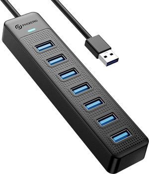 7-Port USB 3.0 Hub with USB C Power Port, PHIXERO USB Hub 3.0 Multi USB Port Hub, Portable USB Multiport Adapter, Compatible with All USB 3.0/2.0/1.1 Port Device