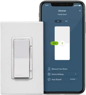 Leviton Decora Smart Dimmer Switch, Wi-Fi 2nd Gen, Neutral Wire Required, Works with Matter, My Leviton, Alexa, Google Assistant, Apple Home/Siri & Wired or Wire-Free 3-Way, D26HD-2RW, White