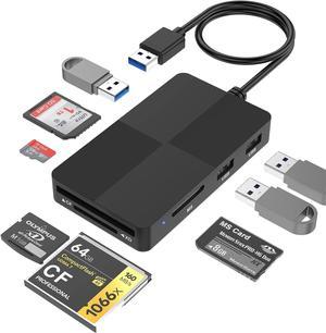 USB 3.0 Multi Card Reader, 8 IN 1 SD Card Reader Hub Adapter for SD/TF/CF/XD/MS/Micro SD/USB 3.0, Read 8 Ports Simultaneous for SDXC SDHC CFI Micro SDXC/SDHC MS MMC UHS-I,for Windows/Mac/Linux/Android