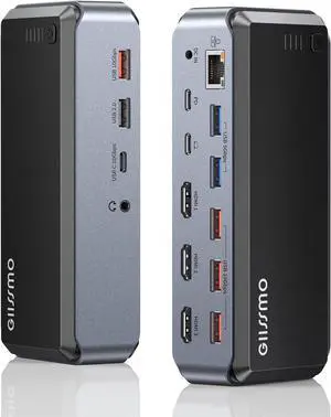 USB C Docking Station Triple Monitor, GIISSMO 15IN1 MacBook Pro Docking Station for M1/M2, Mac, Windows, Laptop Docking Station Dual Monitor with HDMI*3, RJ45, 10Gbps USB*4, PD, USB 3.0 * 3, Driver