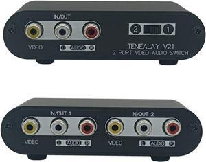 2-Way AV Switch RCA Switcher 2 in 1 Out Composite Video L/R Stereo Audio Selector Box for DVD STB Game Consoles -V21