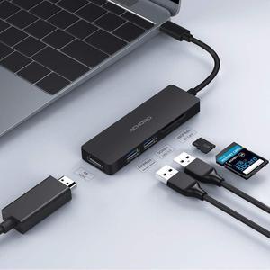 5 in 1 Type C Hub Reader Combo - HD MI 4K Full HD SD TF 2 USB Ports Card Reader-Data Transfer USB C Hub Compatible with Laptop, MacBook Pro, iMac