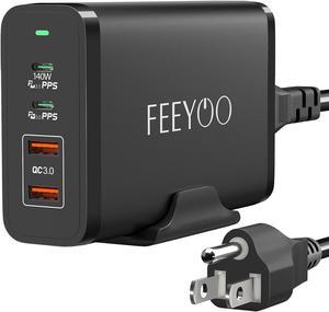 245W USB C Charger, FEEYOO Laptop GaN Power Adapter 4 Ports Desktop Charging Station PD 3.1 140W Charger Block Fast Charging Compatible with MacBook Pro, iPad Pro,Dell XPS,iPhone14 13,Galaxy etc.