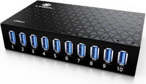 10 Ports USB Hub 3.0 Powered Aluminium - USB Hub Charger - Multiple Port - USB Splitter Hub with Power Adapter 12V/5A/60W - for Laptop, PC,Flash Drives, HDD,Hard Drive,Mouse,XPS,Xbox,Keyboard