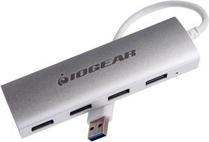 IOGEAR 4 Port USB 3.0 Hub - 1 USB 3.0 In - 4 USB 3.0 Out - 5Gbps Data Transfer Rate - Compatible with Mac and Win - Aluminum Housing - GUH304