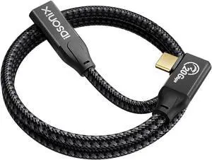 iDsonix USB C Extension Cable - Right Angle 1.6Ft USB C Extender Cable Support 20Gbps USB 3.2 Gen2x2 / 4k@60Hz / 100W Fast Charging for USB C Hub/Dell XPS/MacBook/iPad Pro, Nylon Braide
