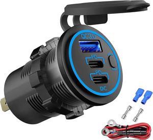 Dual Quick Charge 3.0 and PD RV USB Outlet 12V Qidoe 12V USB Charger Car USB
