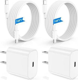 iPad Pro Charger Fast Charging,[Apple Certified]2Pack 10ft iPad Charger Cord Cable with USB C Block Plug for iPad Pro 2022/2021/2020/2018 12.9/11/10.9 inch,5/4/3/2/1th Generation,Air 5/4th,Mini 6 Gen