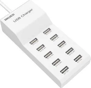 USB Charging Stations 50w10A 10 Ports Multiple Charging Block/Power USB Strip for iPhone Android Smartphone Tablet Smart Watch AirPods  and Multiple Charger Plug