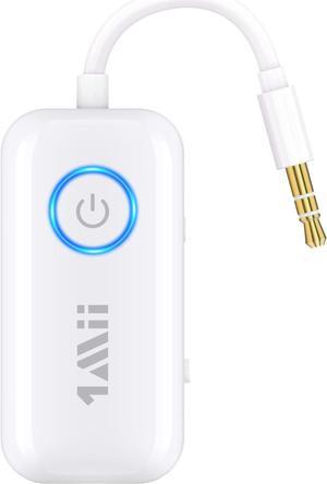 1Mii Bluetooth 5.3 Transmitter Receiver for Airplane/TV to 2 Headphones/AirPods, Dual Links Wireless Audio Adapter w/aptx Low Latency/HD/AptX Adaptive, 3.5mm Aux Bluetooth Adapter for Cars, Gym, Boat