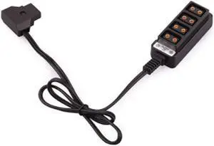 V Mount Power Split Male D-Tap B Type Power Tap to 4-Port Female D-Tap P-Tap Hub Adapter Splitter for Photography Power Cable
