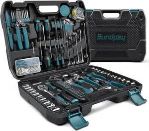 Sundpey Home Tool Kit 281-PCs - Protable Complete Basic Repair General Hand Tool Sets for Men Women - Full Tool Set with Socket Wrench Set & Screwdriver Set & Metric Hex Key & Pliers & Tool Box Case