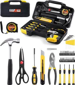 DIFFLIFE 40-Piece Tool Set - General Household Hand Tool Kit with Plastic Toolbox Storage CaseScrewdriver head orange or yellow randomly distributed