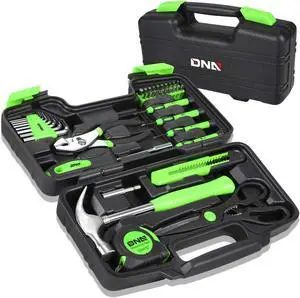 DNA MOTORING Green 39 PCs Portable TooL Kit Household Hand Toolbox General Repair Screwdriver Pliers Hammer Hex (TOOLS-00010)
