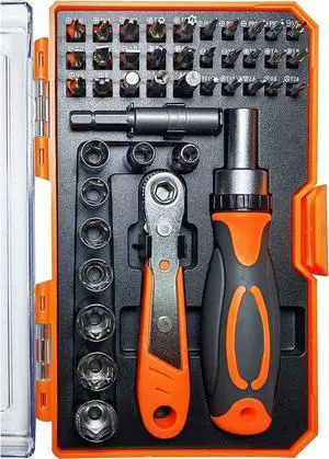 Ratcheting Screwdriver Set TOOLMAK Screwdriver 42 in 1 Ratchet Wrench Set, With Rotatable Ratchet Handles  Storage Case, Household Repair Tool Kits for Bike