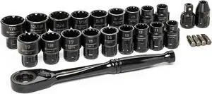 Crescent 25 Piece 3/8" Drive Pass-Thru X6 Standard Spline Mechanics Tool Set - CX6PT25