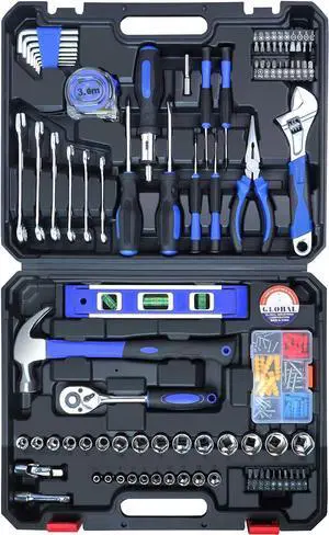 jar-owl 146 Piece Tool Kit, Drive Socket Set Auto Repair Tool Combination Mixed Tool Set, General Household Hand Tool Kits with Plastic Toolbox Storage Case