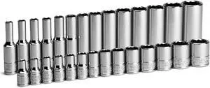 Capri Tools 1/4 in. Drive 12-Point Shallow and Deep Socket Set, Metric, 4 to 15 mm, 28-Piece