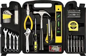 DOWELL 90 Piece Tool Set Home Repair Hand Tool Kit with Wrench Sets Plastic Tool Box Storage Case