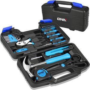 DNA MOTORING Blue 39 PCs Portable TooL Kit Household Hand Toolbox General Repair Screwdriver Pliers Hammer Hex (TOOLS-00008)