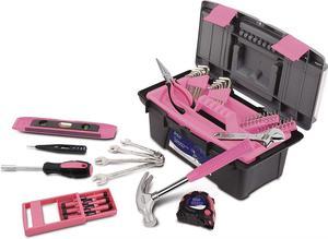 Apollo PrecisionTools DT9773P Household Tool Kit with Tool Box, Pink, 53 Piece