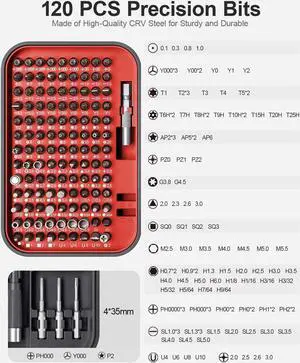 RARTOP Screwdriver Set  Precision Screwdriver Bit Sets 130 in 1, Mini Hex Phillips Torx Slotted Screwdriver Bit Set with Tool Box, Ideal for Electronics, Laptop, iPhone, Jewelers and More - Lava Red