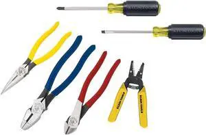 Klein Tools 92906 Tool Set, Basic Tool Kit has Klein Tools Hand Tools for Apprentice or Home: Pliers, Wire Stripper / Cutter, Screwdrivers, 6-Piece
