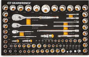 GEARWRENCH 83 Pc. 1/4, 3/8", 1/2" 90-Tooth SAE/Metric Mechanics Tool Set with EVA Foam Tray - 86529