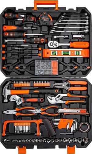 CARTMAN Tool Set Kit General Household Hand with Plastic in Storage Case Orange