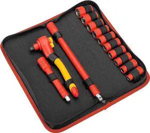 Powerbuilt 13-Piece VDE Tool Set, Insulated Ratchet, Sockets, Extensions, High-Voltage Electrical and Hybrid Vehicles, Home Repair, Certified High-Quality - 642937