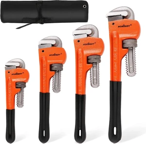 4 Pack Heavy Duty Pipe Wrench Set, Adjustable 8" 10" 12" 14" Soft Grip Plumbing Wrench Set with Storage Bag 4 Pack Heavy Duty Pipe Wrench Set, Adjustable 8" 10" 12" 14" Soft Grip Plumbing Wrench Set with Storage Bag