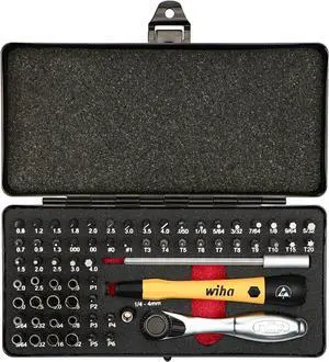 Wiha 75965 65 Piece System 4 ESD Safe Master Technician Ratchet and MicroBits Set