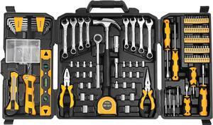KREBS 168 Piece Hand Tool Set, General Household Hand Tool Kit, Auto Repair Hand Tool Kit Wrench Tool Box Set with Plastic Storage Case, For Home Repairing & Maintenance