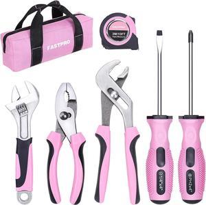 FASTPRO 15-Piece Pink Tool Kit, Household Tools set for women, Hand Tools  for Home Maintenance & Repairing, includes Tool Bag 