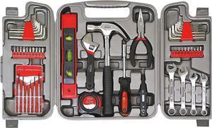 Apollo Tools DT9408 53 Piece Household Tool Set with Wrenches Precision Screwdriver Set and Most Reached for Hand Tools in Storage Case  Red