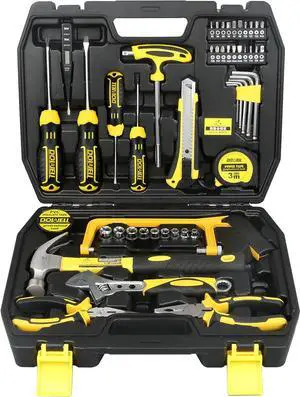 DOWELL Tool Set 49-Piece Home Repair Hand Tool Kit with Plastic Tool Box Storage Case
