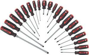 Sunex 1120SS, Combination Screwdriver Set, 20Piece, Cabinet, Slotted, Philips, Torx, Flaking & Abrasion Resistant, Enhanced Durability, Comfortable Handle, Quick Reference, Bolster, Storage Tray