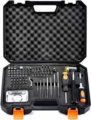 KNINE OUTDOORS Screwdriver Set Engineering Repair Kit Maintenance Tools Durable Construction Accessories with Ratcheting Wrench Rubber Mallet Bits Wrenches Adapters Pin Punches, 100 Set