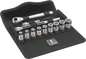 Wera 05003756001 8100 SA 12 HF Zyklop Metal Ratchet Set with Switch Lever, 1/4" Drive, Metric, 13 Pieces