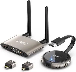 HDMI Wireless Transmitter and Receiver 4K, Dual Screens HDMI & VGA Live Casting 5G Video/Audio for Laptop, Cable Box, Camera, Blu-ray, Phone, Netfix to Monitor, Projector, HDTV 165FT/50M