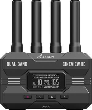 Accsoon CineView HE Wireless 2.4GHz&5GHz Dual-Band Transmission,HDMI UVC Out Live Streaming 1200FT (350M) Range, 0.06s Latency,1080p60, 4 App Monitoring (HE Receiver)