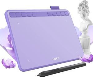 Ugee Drawing Tablet 6.5x4 Inches Computer Graphics Tablets with 10 Hot KeysDigital Tablet Battery-Free Stylus 8192 Pressure Sensitivity 60°Tilt Function Drawing Pad for PC,Mac,Windows,Android-Purple